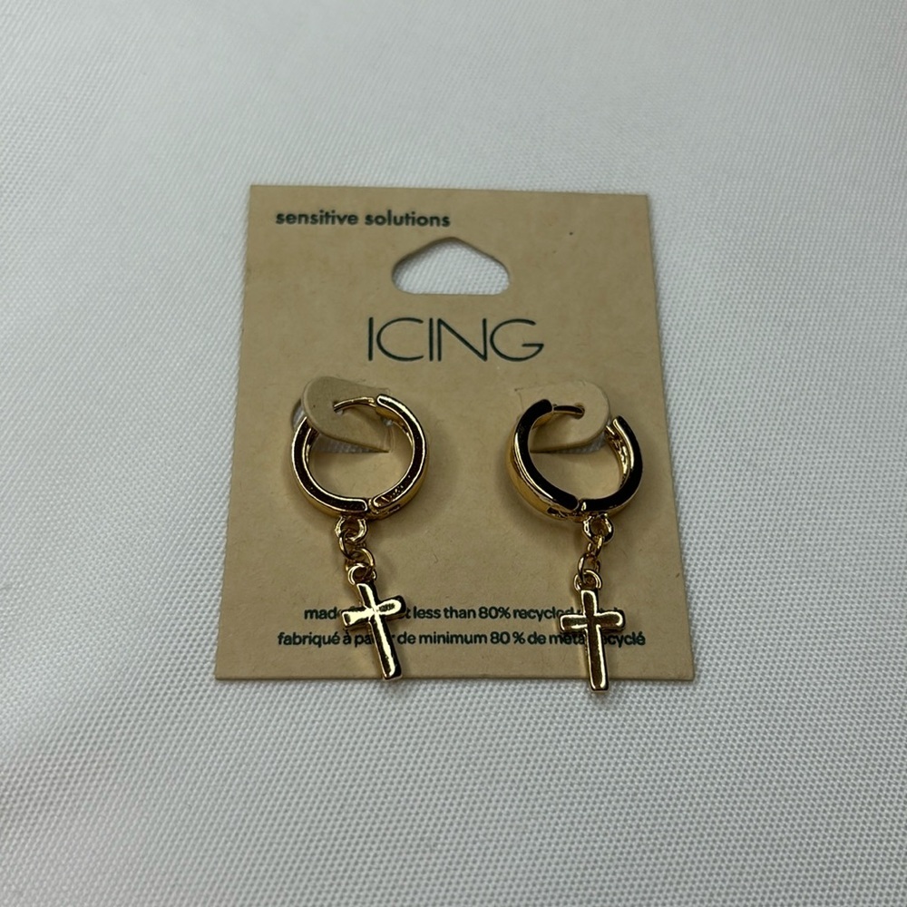Icing Cross Earrings Gold